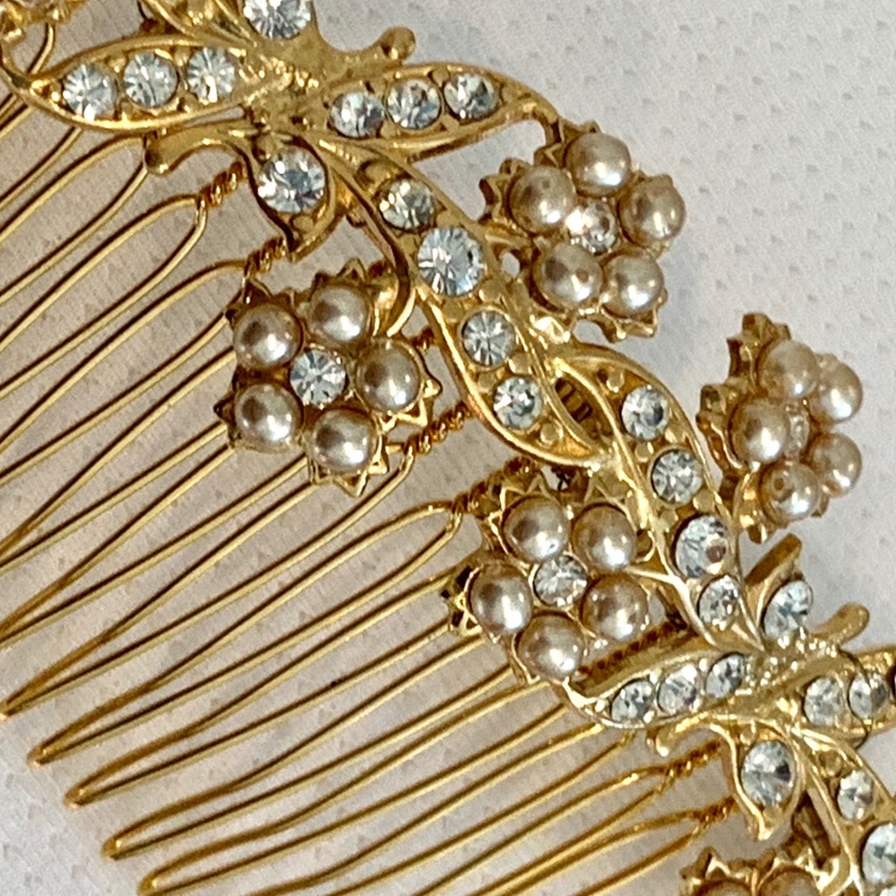 custom rhinestone pearl wedding hair accessory - Picture 4 of 15